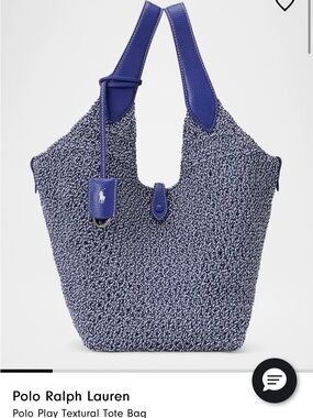 Polo by Ralph Lauren Blue and White Textural Tote